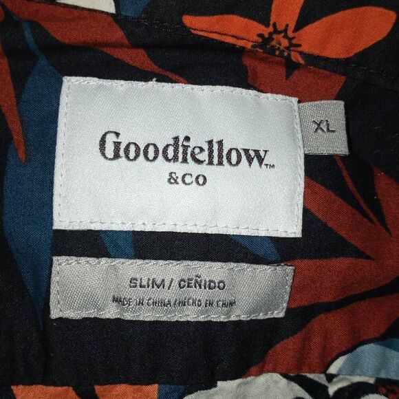 GOODFELLOW & CO BLACK & ORANGE FLORAL HAWAIIAN SHIRT SZ. XL EUC - Picture 5 of 6